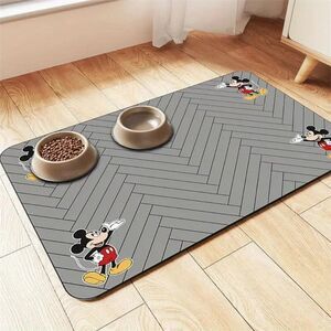 Disney Mickey Absorbent Drying Mat Dog Bowls / Kitchen Countertops Dark Grey